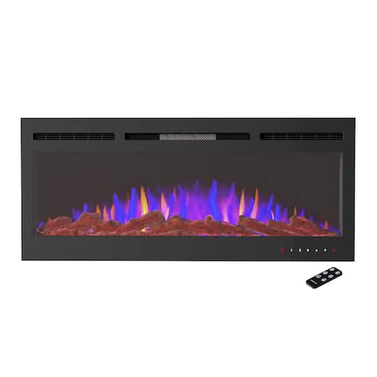 Hastings Home 50&#x22; Black Wall Recessed Electric Fireplace